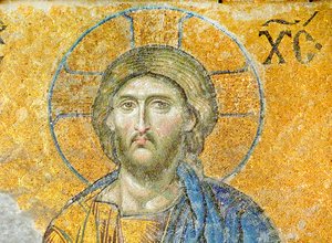 O mosaico Deësis representando Cristo, hagia Sophia, Turquia, c.1261 (mosaico)